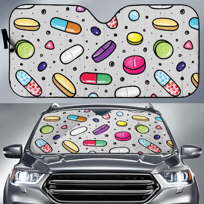 Pill Pattern Print Design A04 Car Sun Shades-JORJUNE.COM