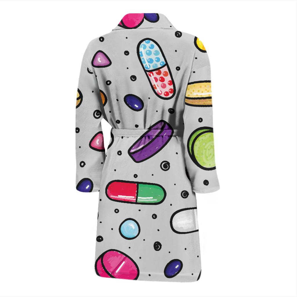 Pill Pattern Print Design A04 Men Bathrobe-JORJUNE.COM