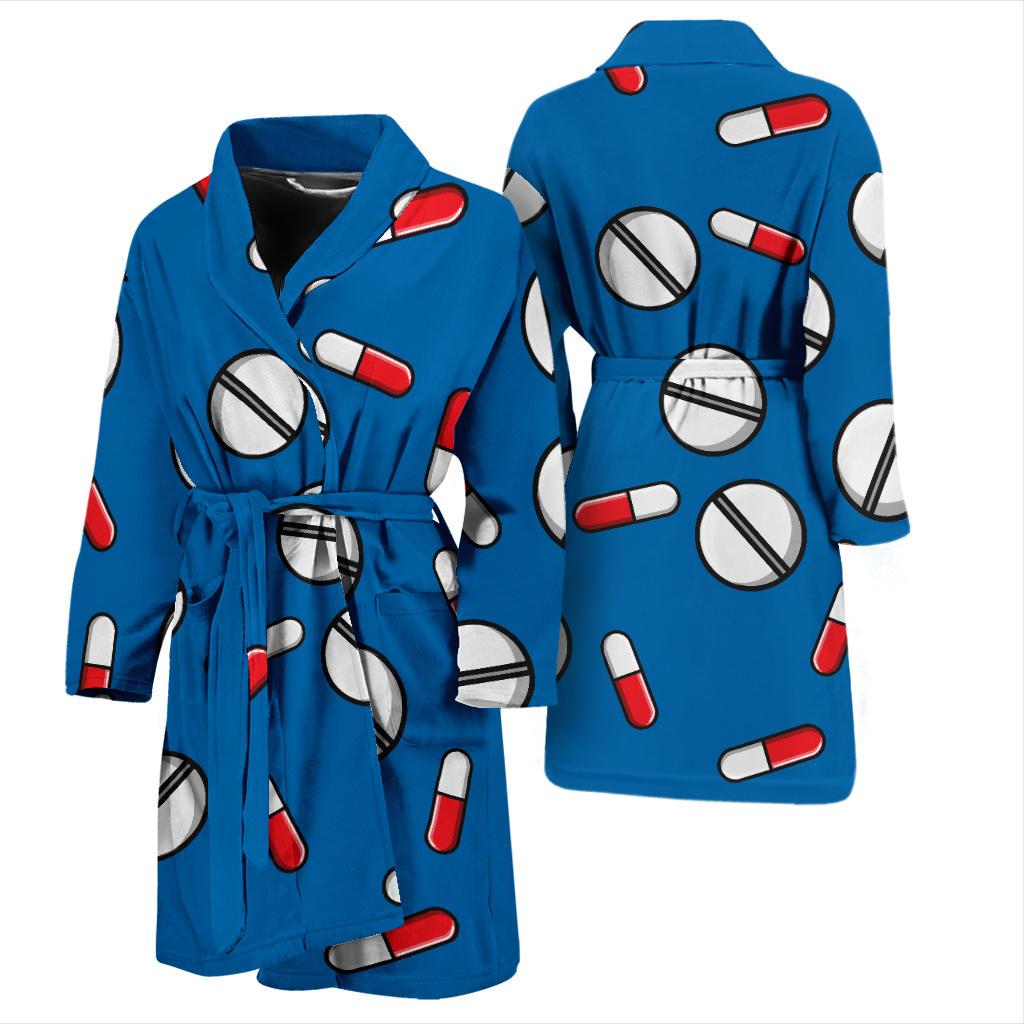 Pill Pattern Print Design A05 Men Bathrobe-JORJUNE.COM