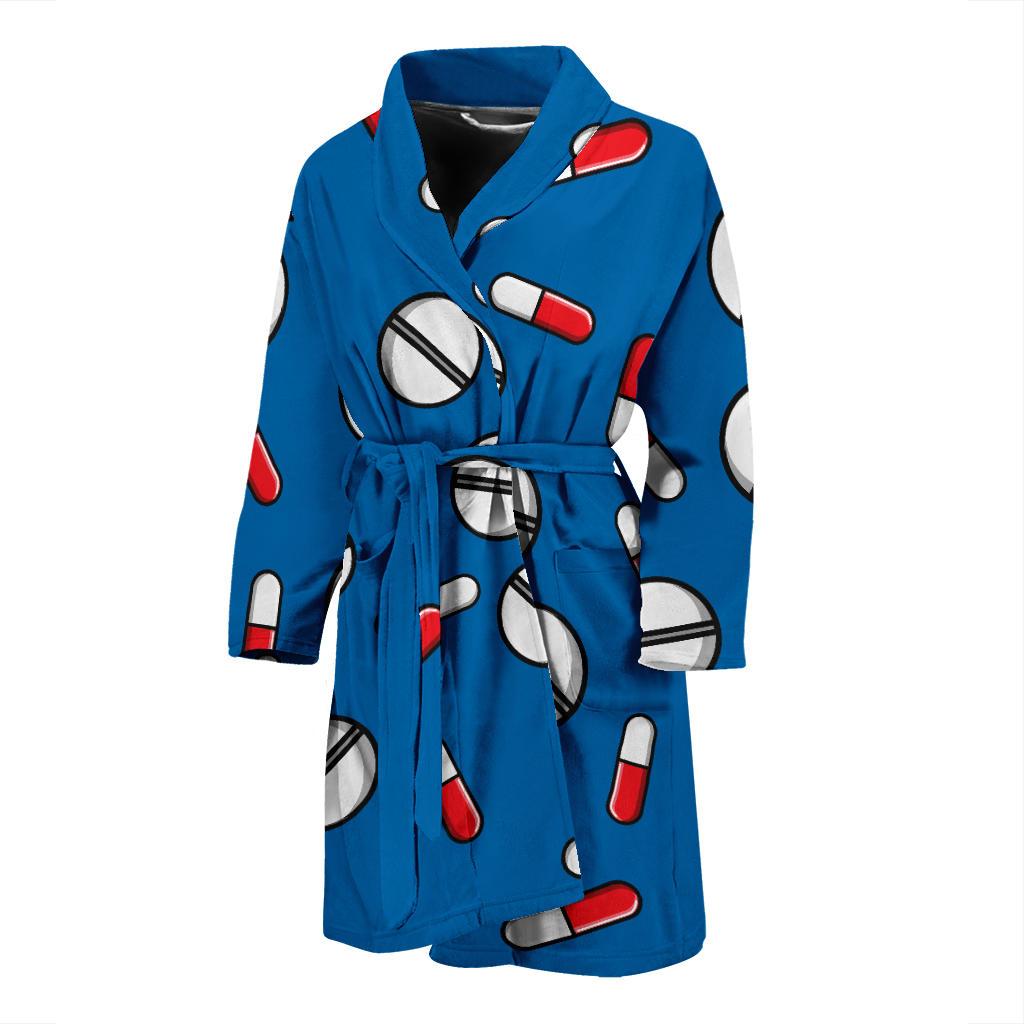 Pill Pattern Print Design A05 Men Bathrobe-JORJUNE.COM