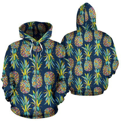 Pineapple Color Art All Over Zip Up Hoodie