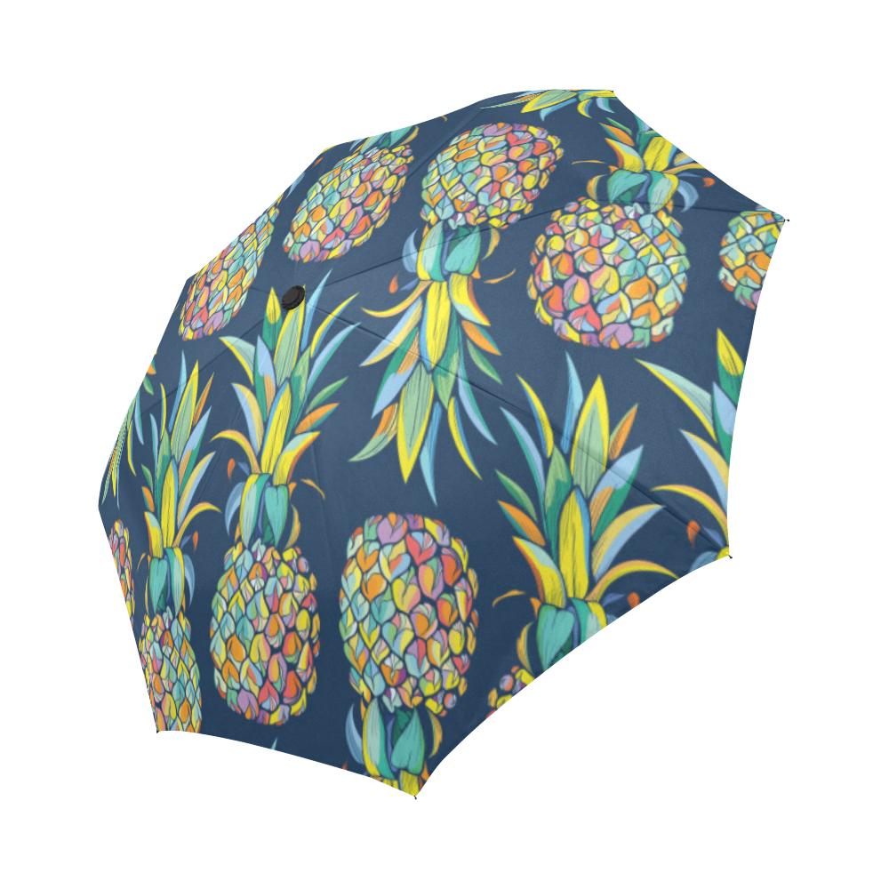 Pineapple Color Art Automatic Foldable Umbrella