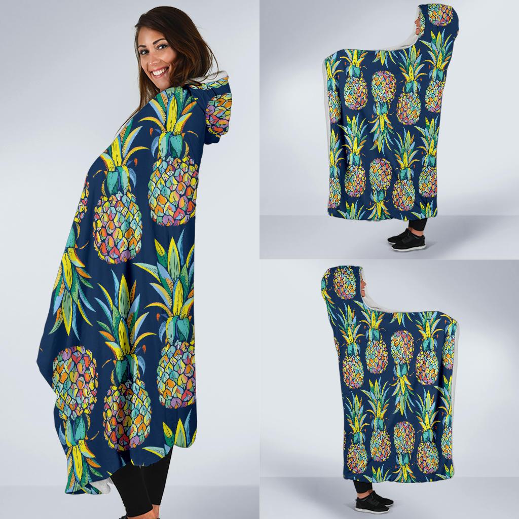 Pineapple Color Art Hooded Blanket-JORJUNE.COM