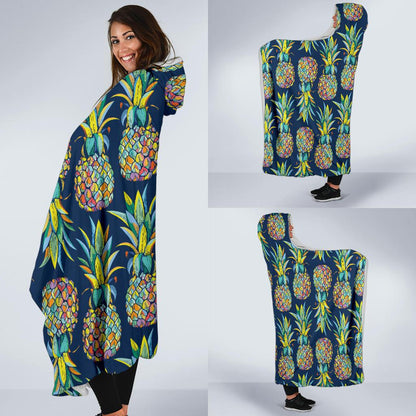 Pineapple Color Art Hooded Blanket-JORJUNE.COM