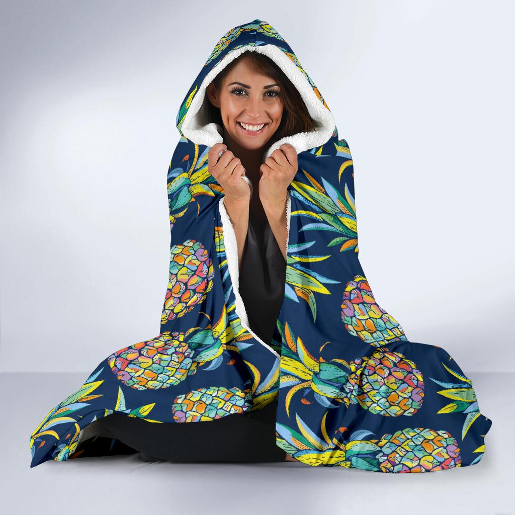 Pineapple Color Art Hooded Blanket-JORJUNE.COM