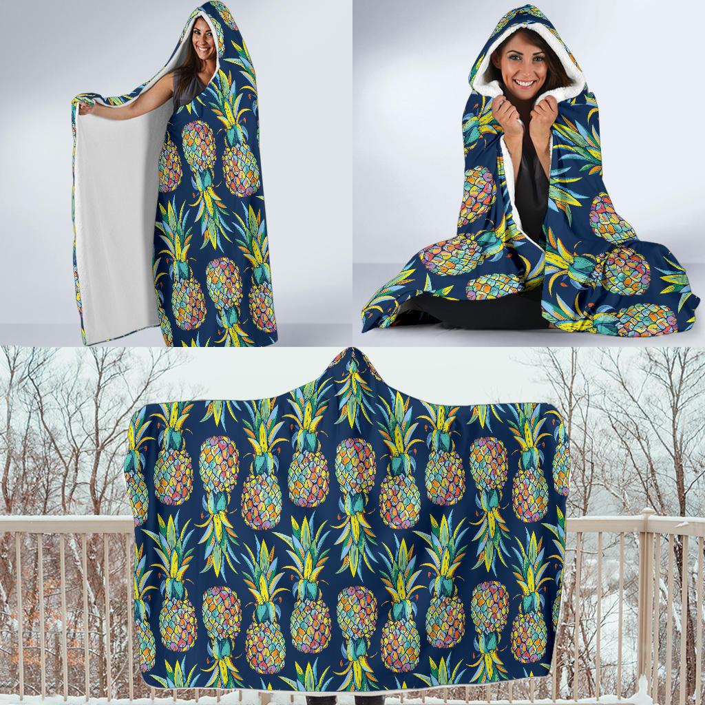 Pineapple Color Art Hooded Blanket-JORJUNE.COM