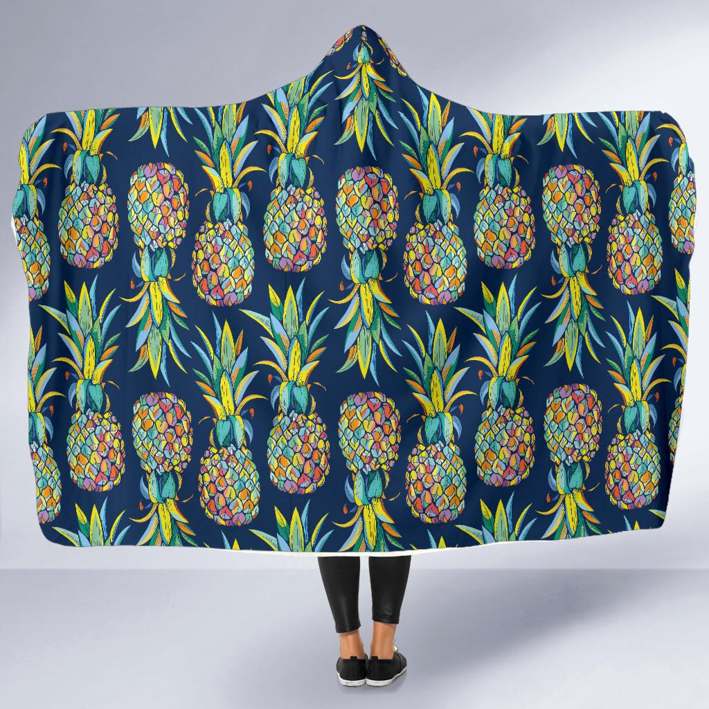 Pineapple Color Art Hooded Blanket-JORJUNE.COM