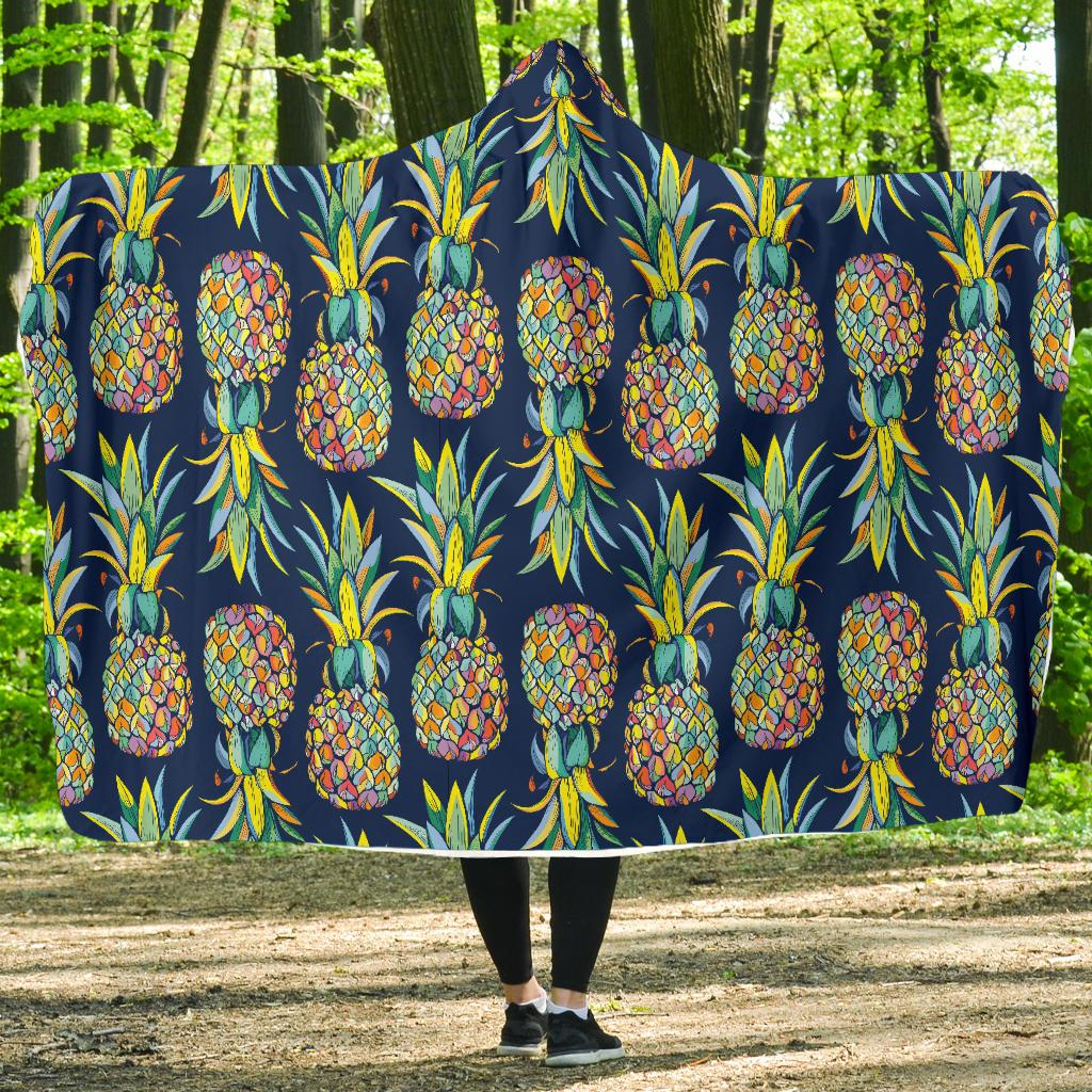 Pineapple Color Art Hooded Blanket-JORJUNE.COM