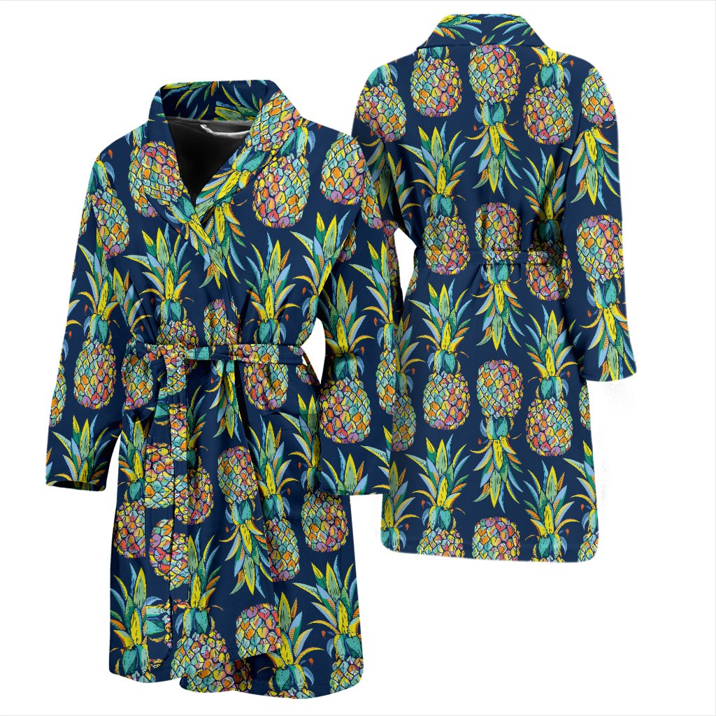 Pineapple Color Art Men Bath Robe
