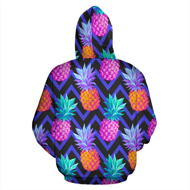 Pineapple Color Art Pattern All Over Zip Up Hoodie