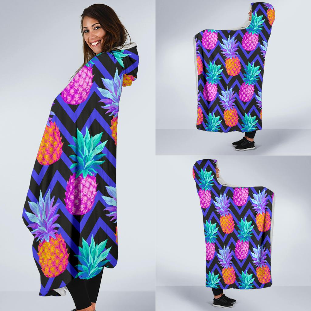 Pineapple Color Art Pattern Hooded Blanket-JORJUNE.COM