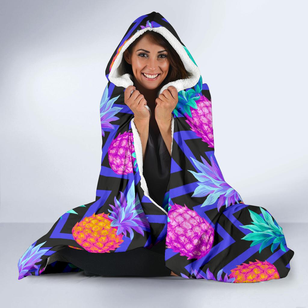 Pineapple Color Art Pattern Hooded Blanket-JORJUNE.COM
