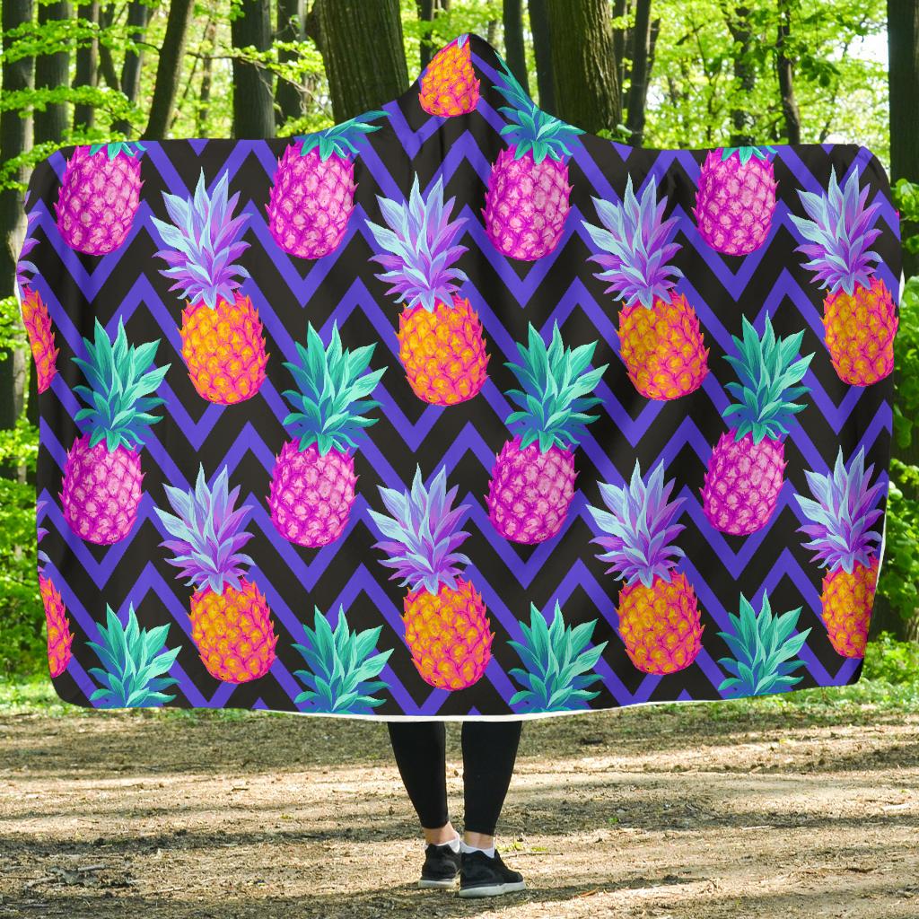 Pineapple Color Art Pattern Hooded Blanket-JORJUNE.COM