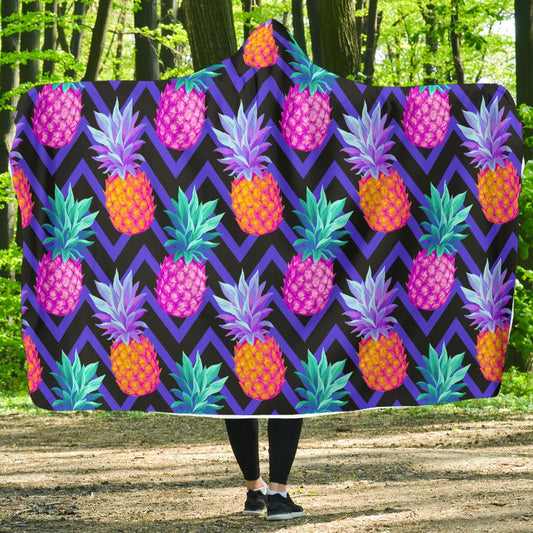 Pineapple Color Art Pattern Hooded Blanket-JORJUNE.COM