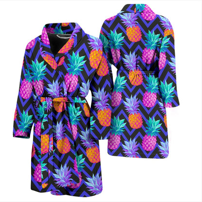 Pineapple Color Art Pattern Men Bath Robe