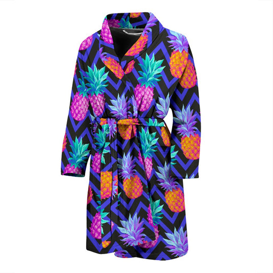 Pineapple Color Art Pattern Men Bath Robe