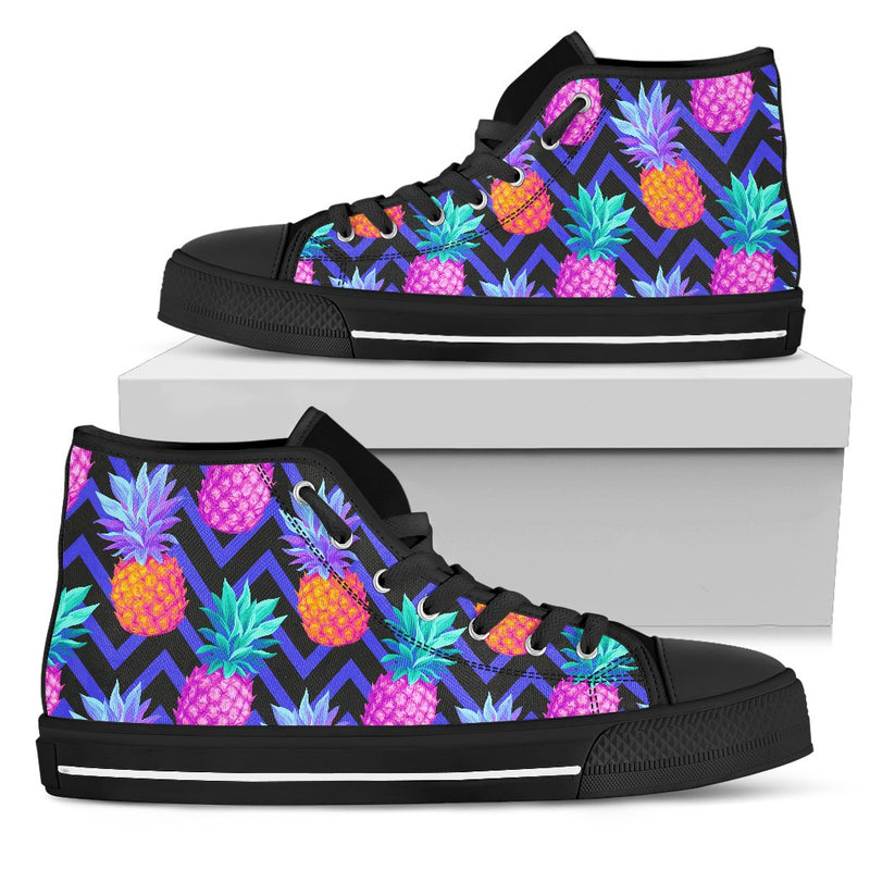 Pineapple Color Art Pattern Men High Top Shoes