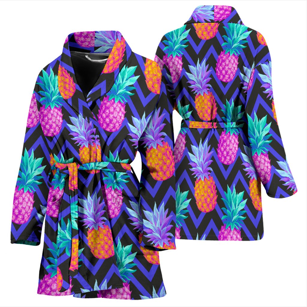 Pineapple Color Art Pattern Women Bath Robe
