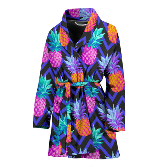 Pineapple Color Art Pattern Women Bath Robe