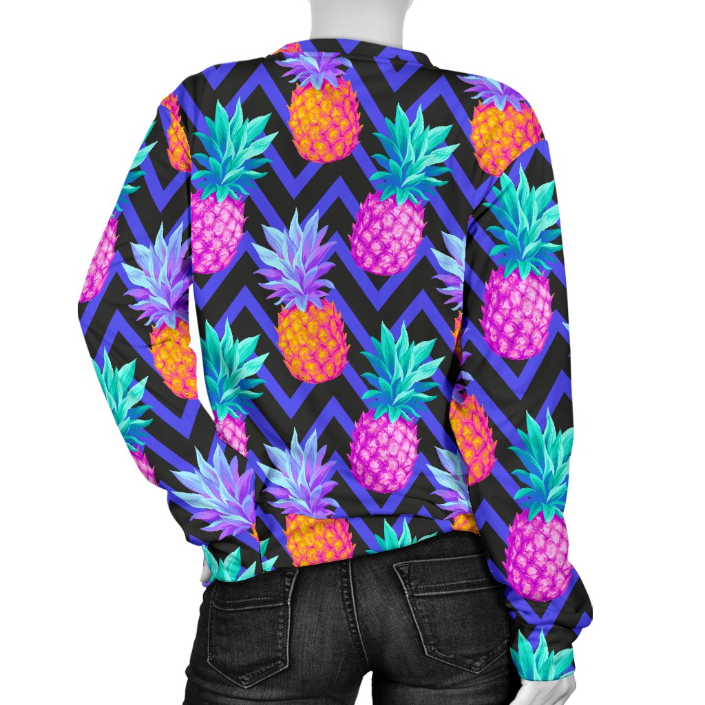 Pineapple Color Art Pattern Women Crewneck Sweatshirt
