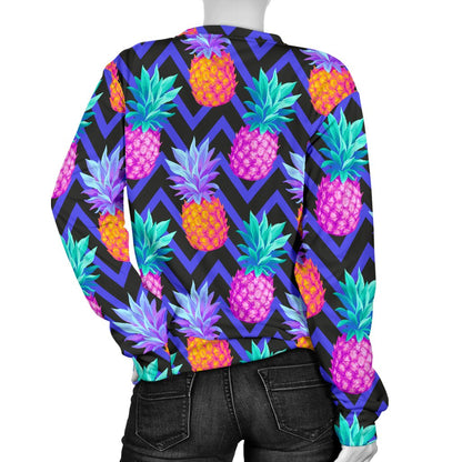Pineapple Color Art Pattern Women Crewneck Sweatshirt