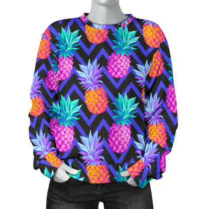 Pineapple Color Art Pattern Women Crewneck Sweatshirt
