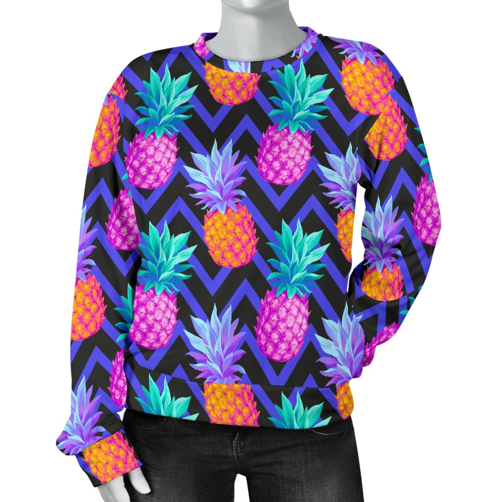 Pineapple Color Art Pattern Women Crewneck Sweatshirt