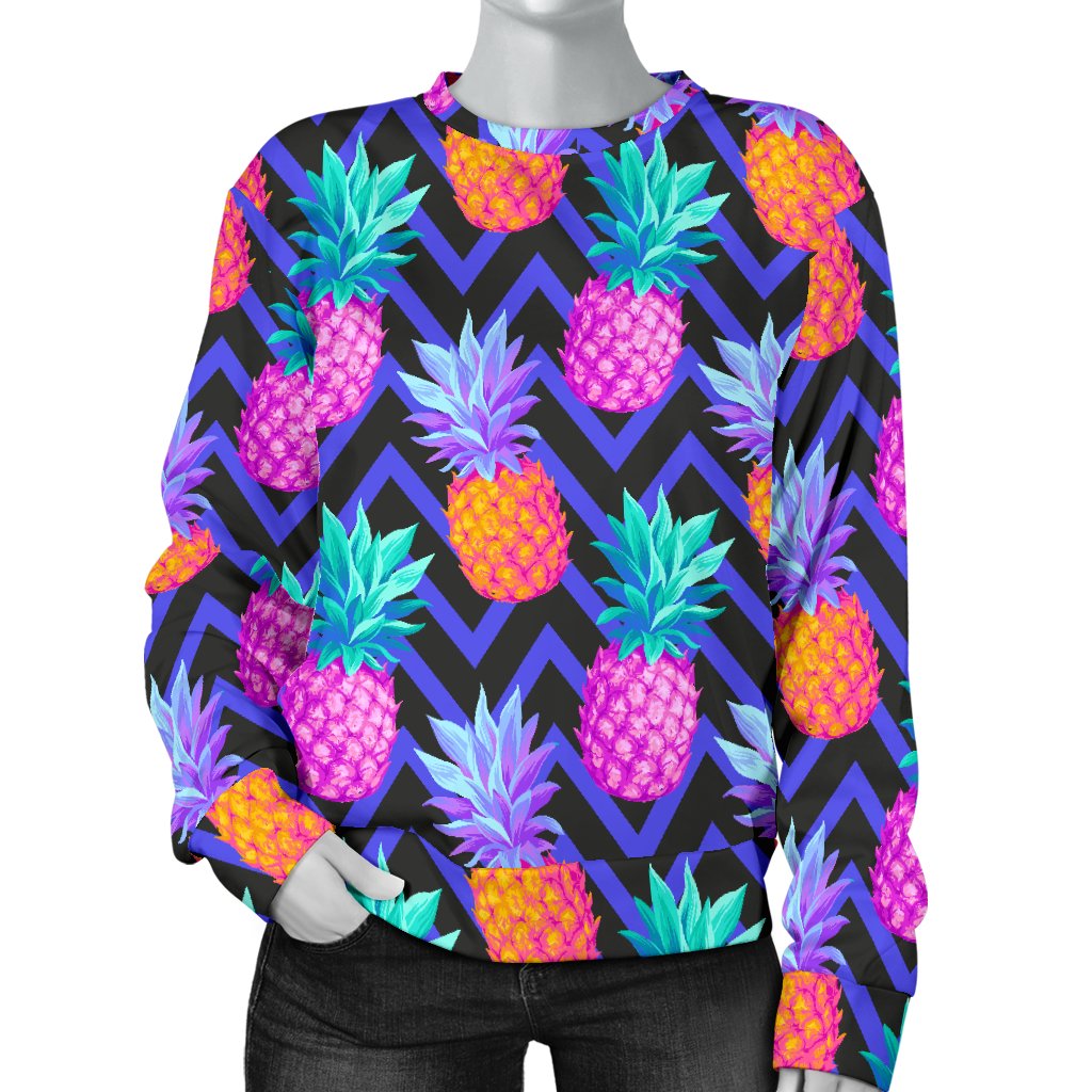 Pineapple Color Art Pattern Women Crewneck Sweatshirt