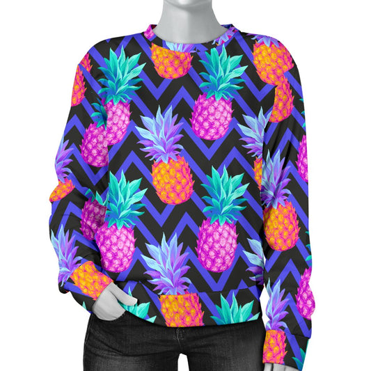 Pineapple Color Art Pattern Women Crewneck Sweatshirt