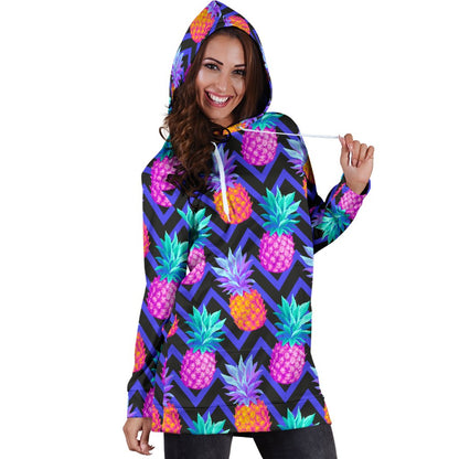 Pineapple Color Art Pattern Women Hoodie Dress