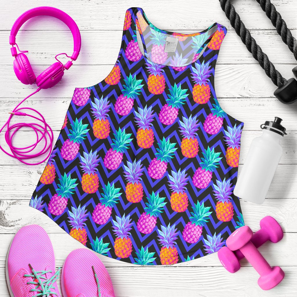 Pineapple Color Art Pattern Women Racerback Tank Top