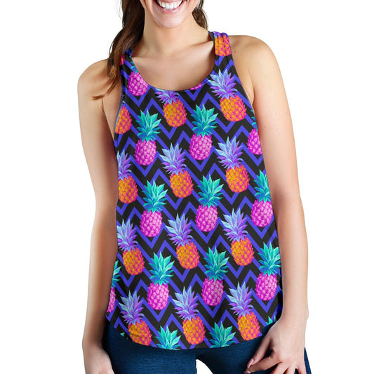 Pineapple Color Art Pattern Women Racerback Tank Top