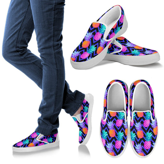 Pineapple Color Art Pattern Women Slip On Shoes