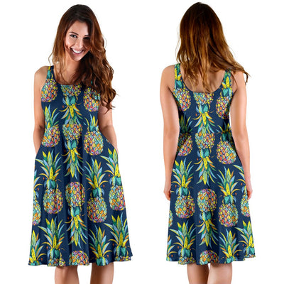 Pineapple Color Art Sleeveless Mini Dress