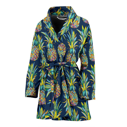Pineapple Color Art Women Bath Robe