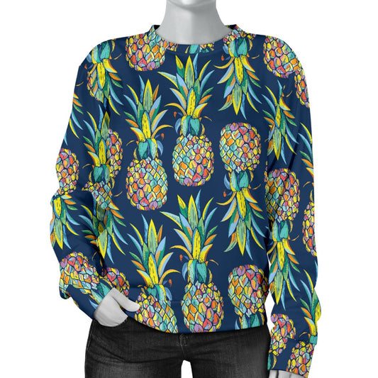Pineapple Color Art Women Crewneck Sweatshirt