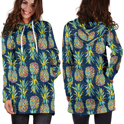 Pineapple Color Art Women Hoodie Dress