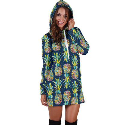 Pineapple Color Art Women Hoodie Dress