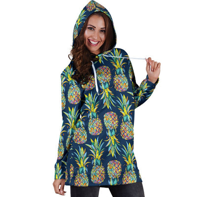 Pineapple Color Art Women Hoodie Dress