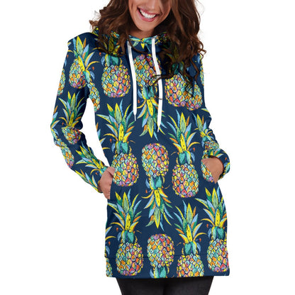 Pineapple Color Art Women Hoodie Dress