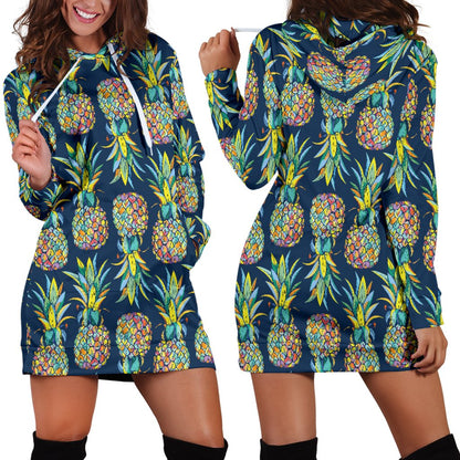 Pineapple Color Art Women Hoodie Dress