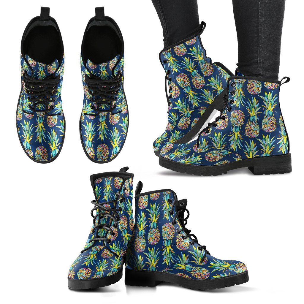 Pineapple Color Art Women Leather Boots