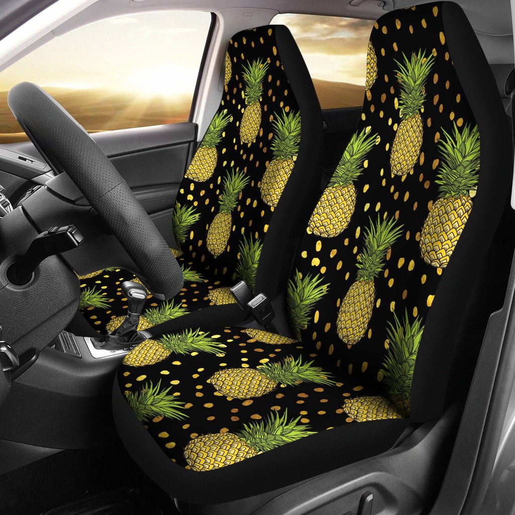 Pineapple Gold Dot Themed Print Universal Fit Car Seat Covers