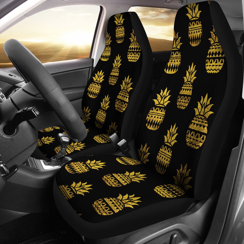 Pineapple Gold Tribal Style Print Universal Fit Car Seat Covers