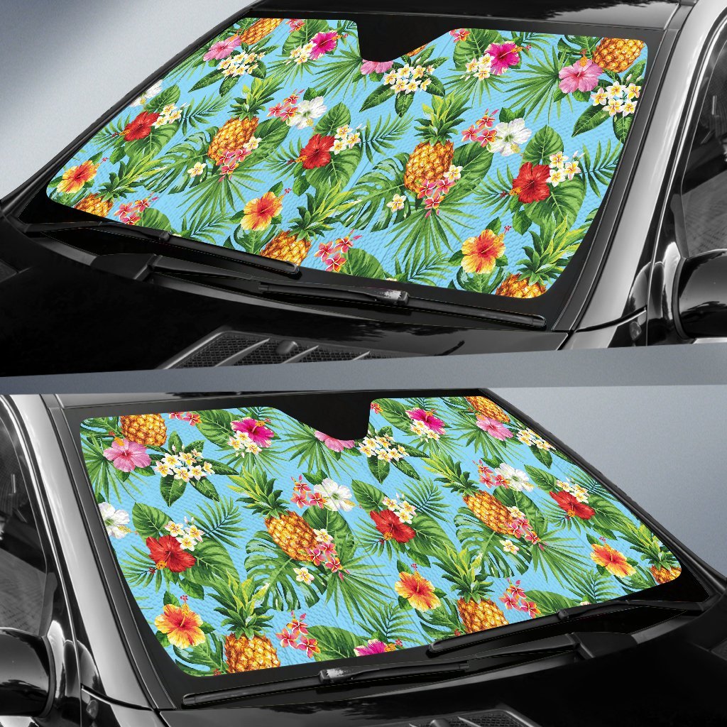 Pineapple Hawaiian Flower Tropical Car Sun Shade-JorJune