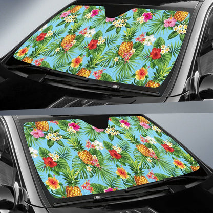 Pineapple Hawaiian Flower Tropical Car Sun Shade-JorJune