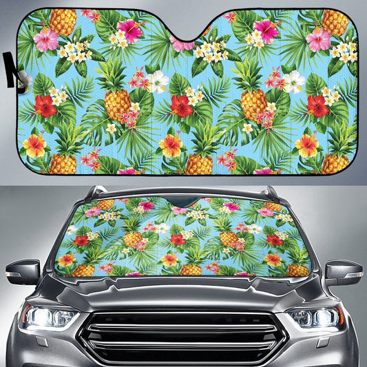 Pineapple Hawaiian Flower Tropical Car Sun Shade-JorJune