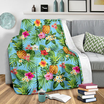 Pineapple Hawaiian Flower Tropical Fleece Blanket