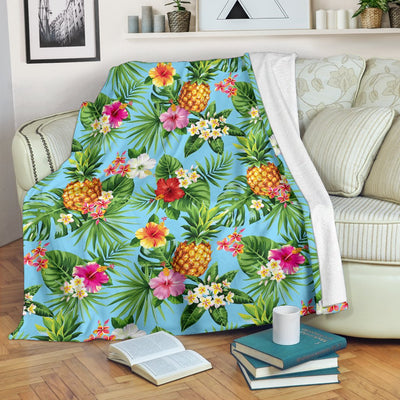 Pineapple Hawaiian Flower Tropical Fleece Blanket