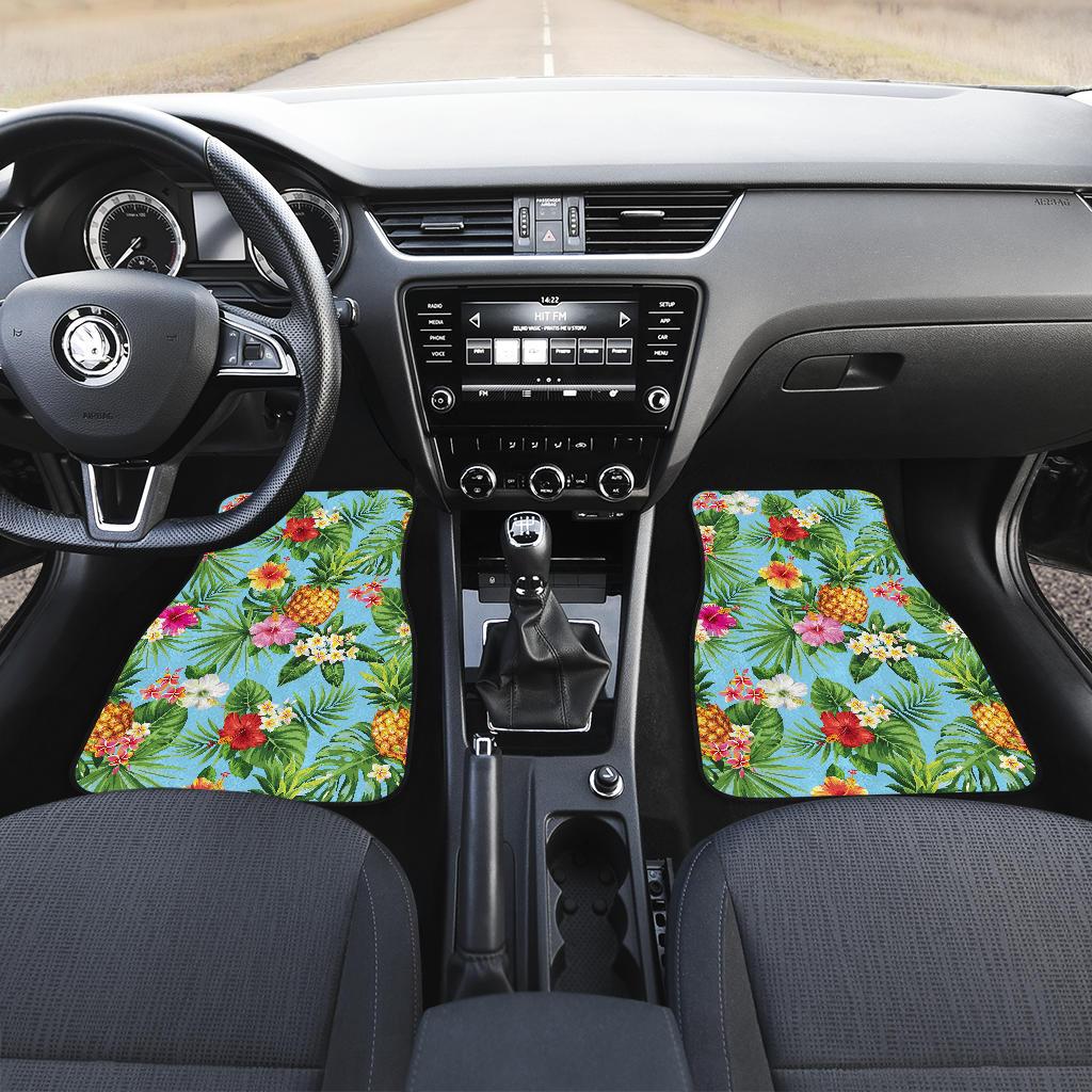 Pineapple Hawaiian flower Tropical Front and Back Car Floor Mats